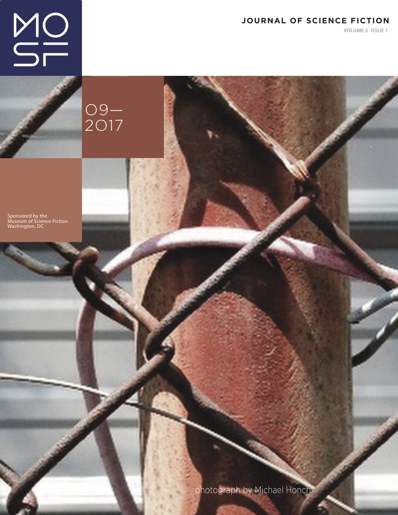 Cover art for Issue 2.1 (photograph of chain-link fence)